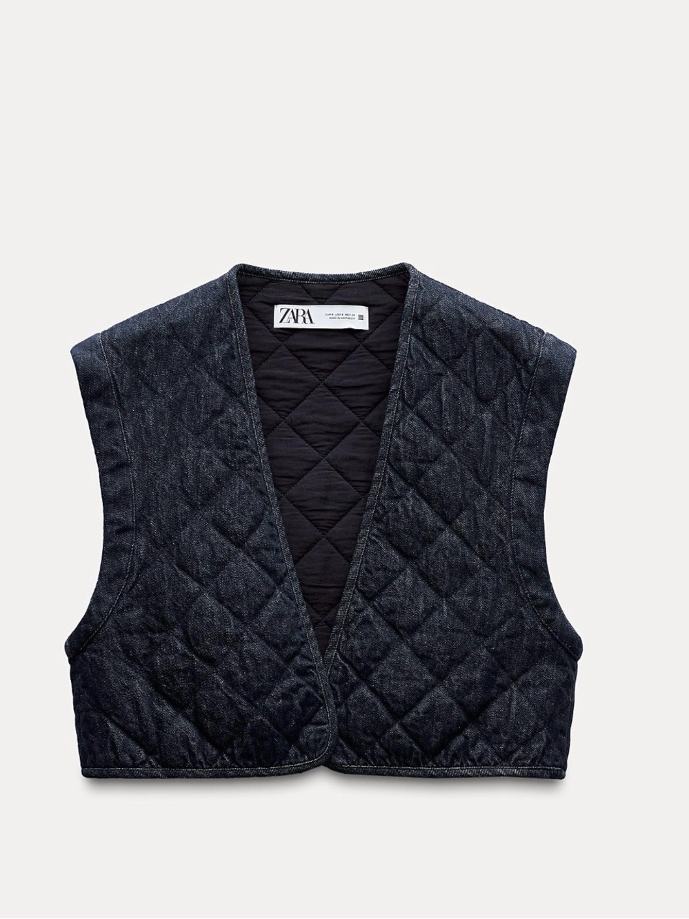 Zara Quilted Denim Vest | Size M